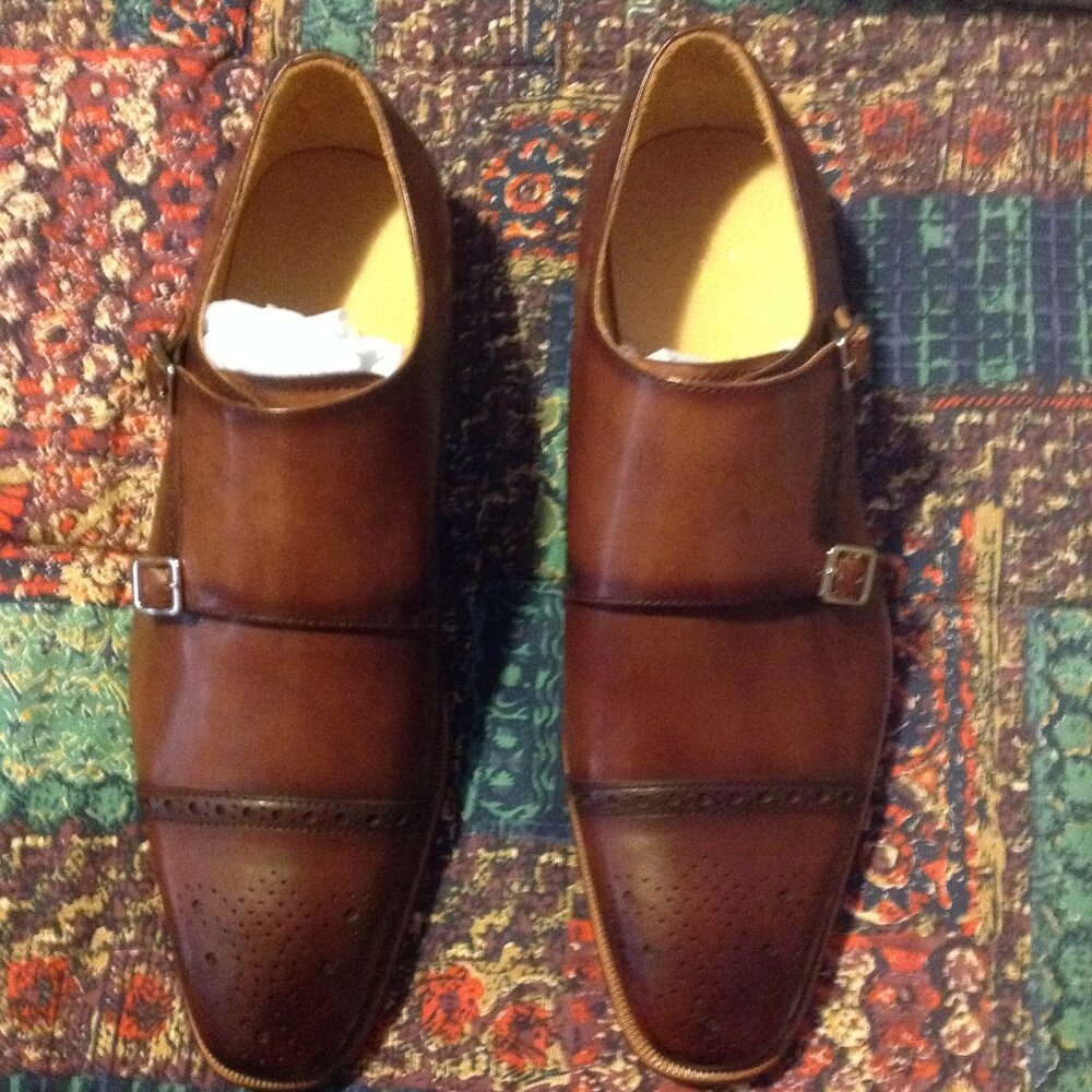 Curatore Pozzo Men's Brown Leather Double Monk Strap Dress Shoes- 11(EU44) - NIB